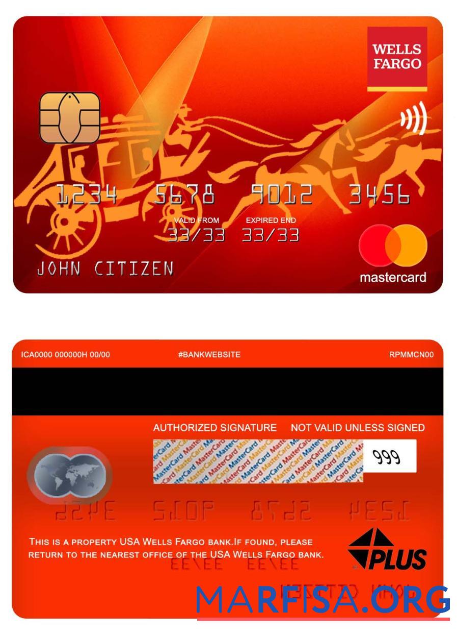 Blank USA Wells Fargo bank mastercard real example